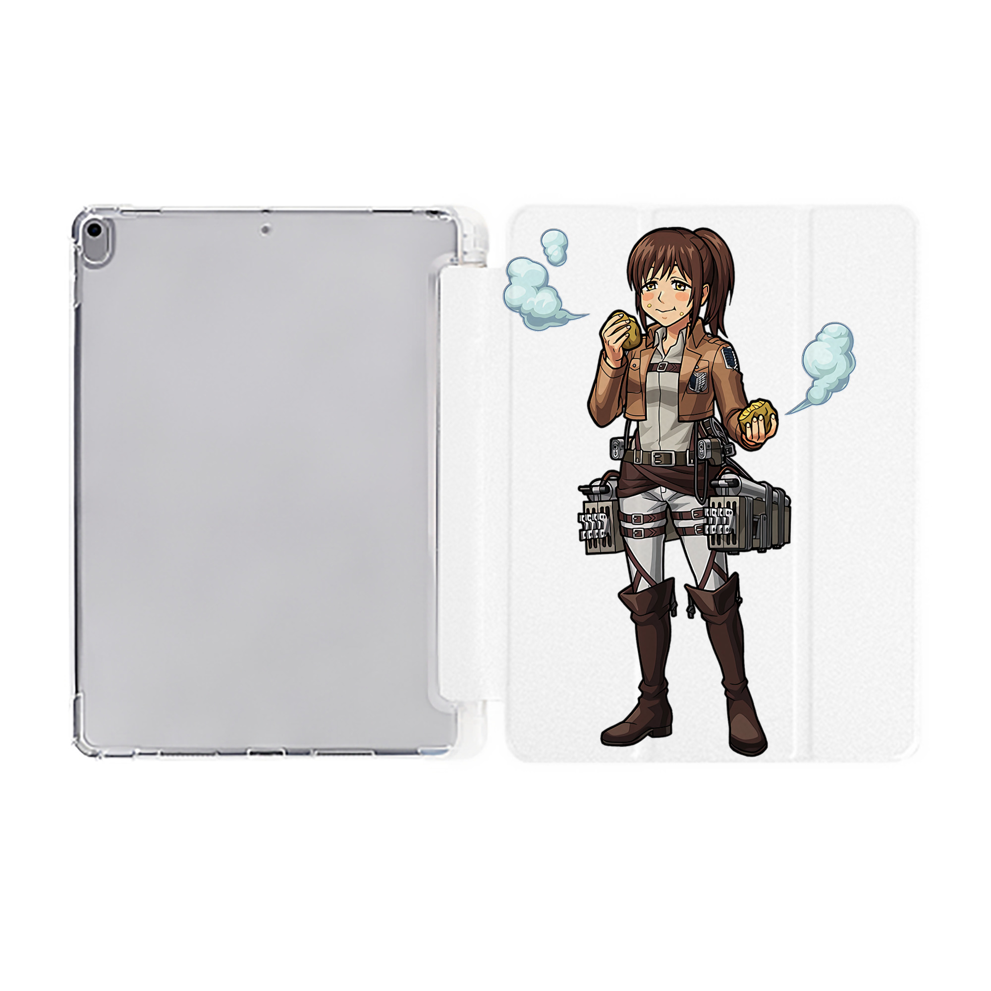 （画像用） 進撃の巨人 サシャ·ブラウス Attack on Titan Sasha Blaus IPad ケース ペン収納付き 三つ折りスタンド PUレザー×シリコン 対応機種9.5/10.5/10.9インチ